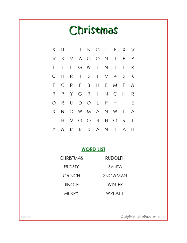 Christmas Crossword Puzzle Advanced My Printable Puzzles