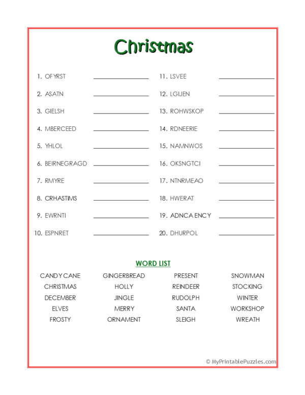 Christmas Crossword Puzzle Beginner My Printable Puzzles
