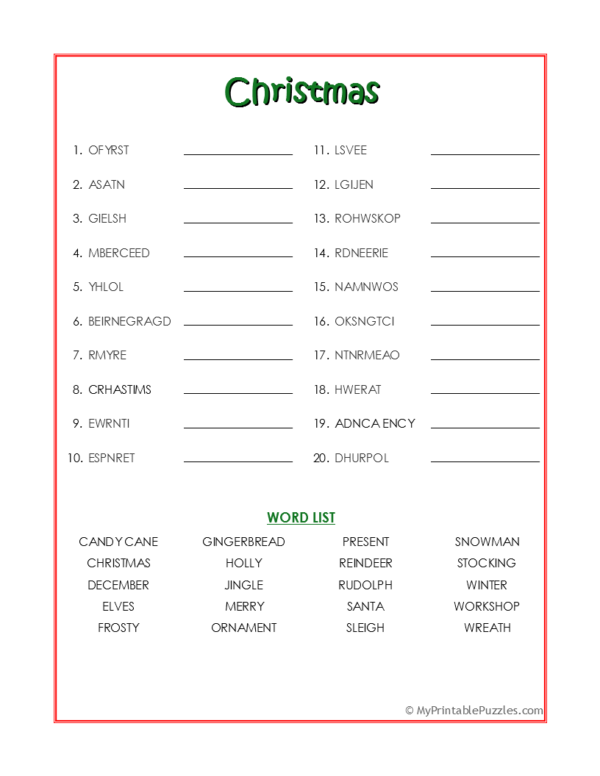 Christmas Crossword Puzzle Advanced My Printable Puzzles