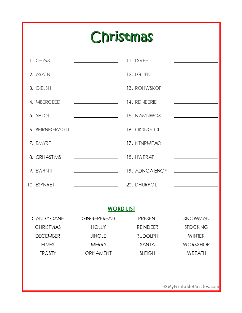Christmas My Printable Puzzles