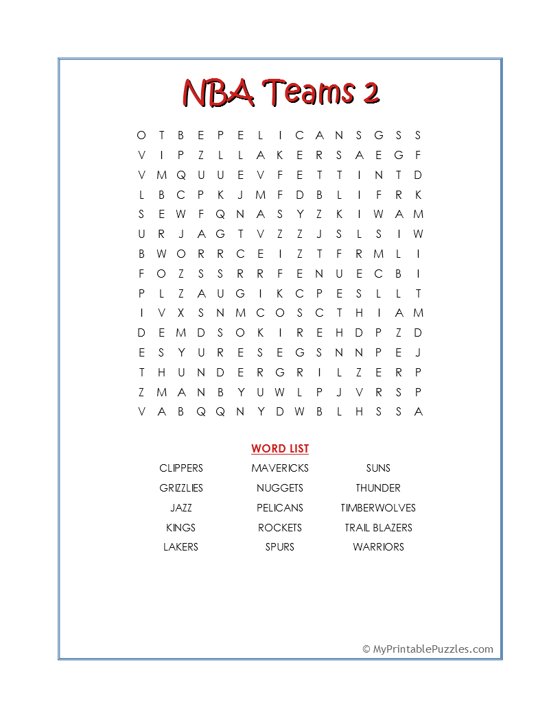 nba teams printable word search puzzle word search puzzle word